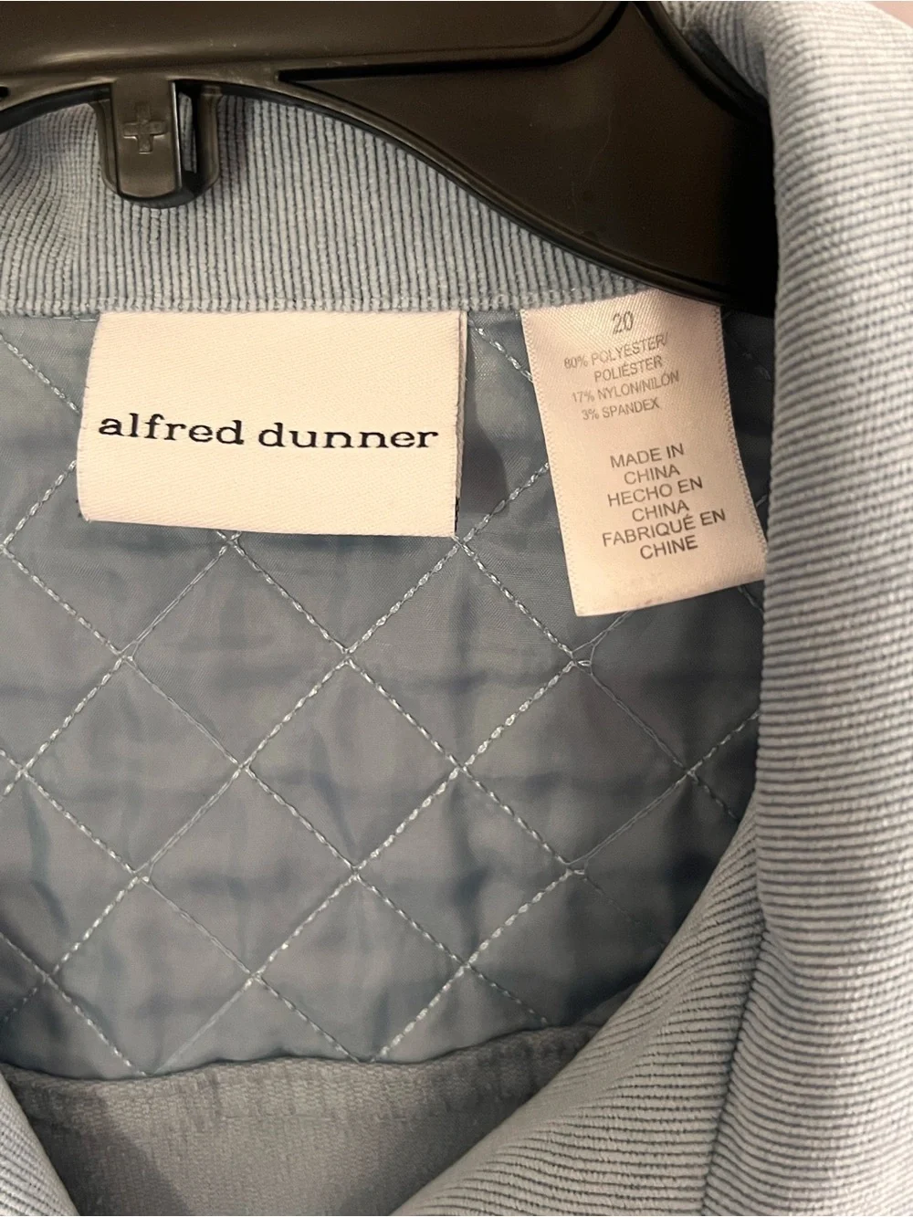 Alfred Dunner Light Blue Quilted Suede Button-Front Jacket